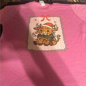 Pink T-Shirt with Cute Cow Graphic